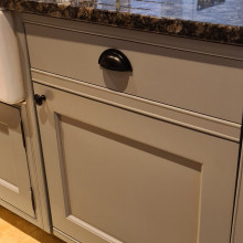 Grey painted kitchen drawers